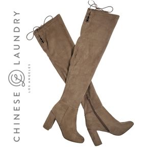 Chinese Laundry Suede Over The Knee Heel Boots